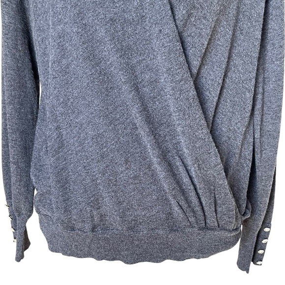 Chico’s Women’s Cashmere Blend Wrap Front Sweater Size 1 Regular Size M  Grey - Picture 5 of 12